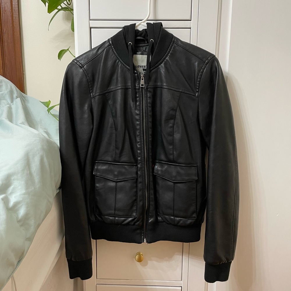 Levi’s black leather jacket